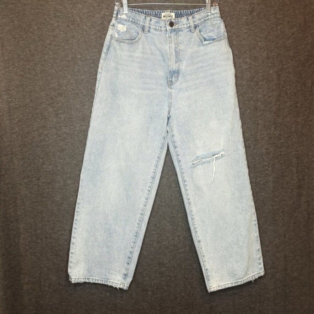 Show Me Your Mumu Sedona Straight Jeans Blue Haze Size 29 Distressed Cropped